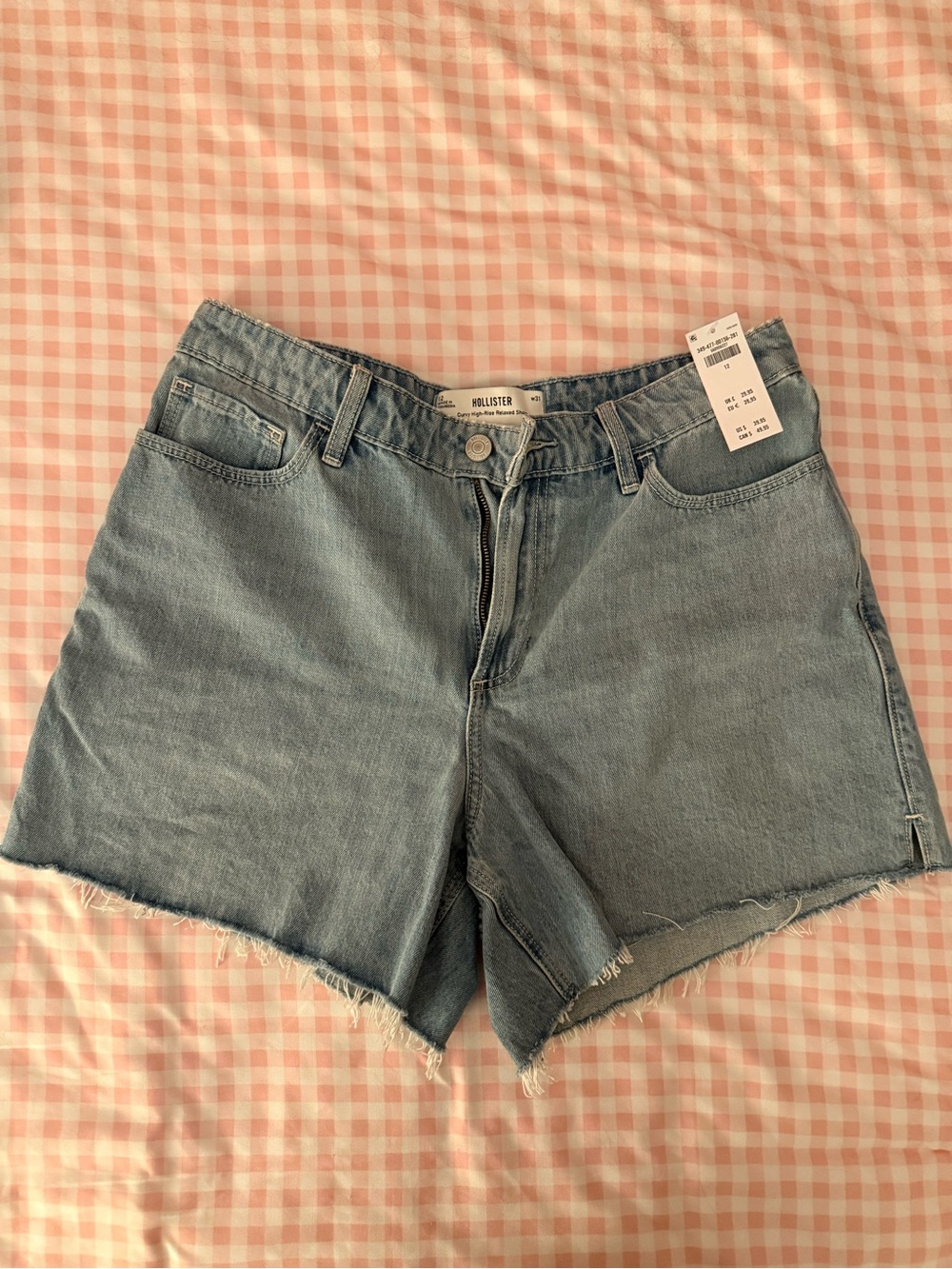 Hollister Faded Blue Denim Frayed Hem Shorts